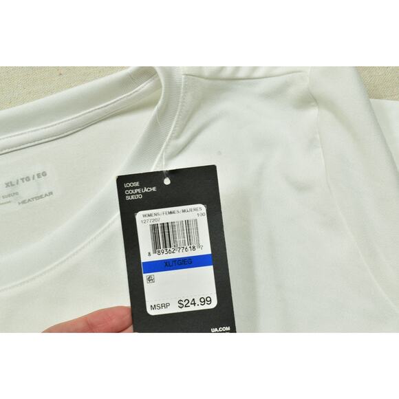 Under Armour Women's HeatGear Loose Short Sleeve Athletic Top White Size XL NEW - Picture 6 of 8
